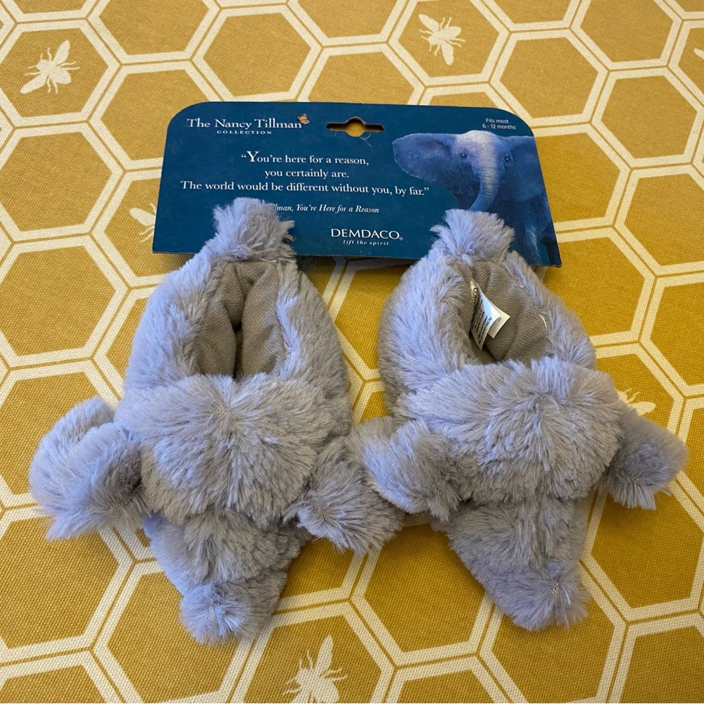 Baby Elephant Slippers. 6-12 months. Nancy Tillman collection by Demdaco